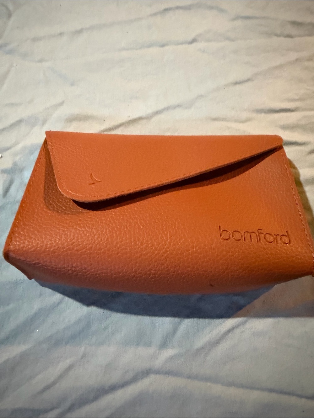 Bamford Orange Pebbled  Envelope Cosmetic Pouch